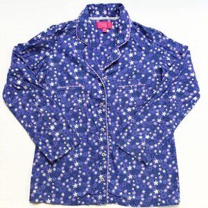 Victoria's Secret Vintage Pajama Top Womens S Purple Stars Long Sleeve Glitter
